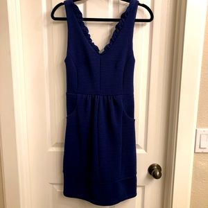 Anthropologie Maeve Blue Ruffled Sleeveless Mini Dress, Size Small